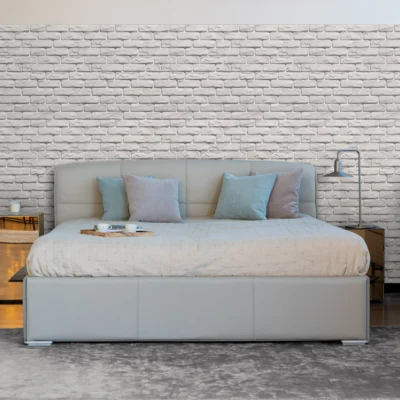 Wizualizacja Sypialni z Płytkami Gipsowymi Koło Łóżka