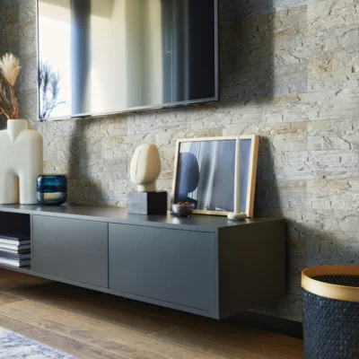 Aranżacja Zabudowa TV Płytka Gipsowa Havana