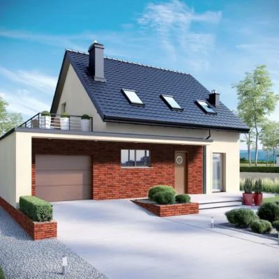 Wizualizacja Domu z Płytą Betonową Ceglaną na Elewacji