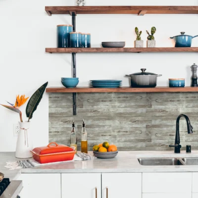 Wizualizacja w Kuchni Drewniana Imitacja Samoprzylepny Panel